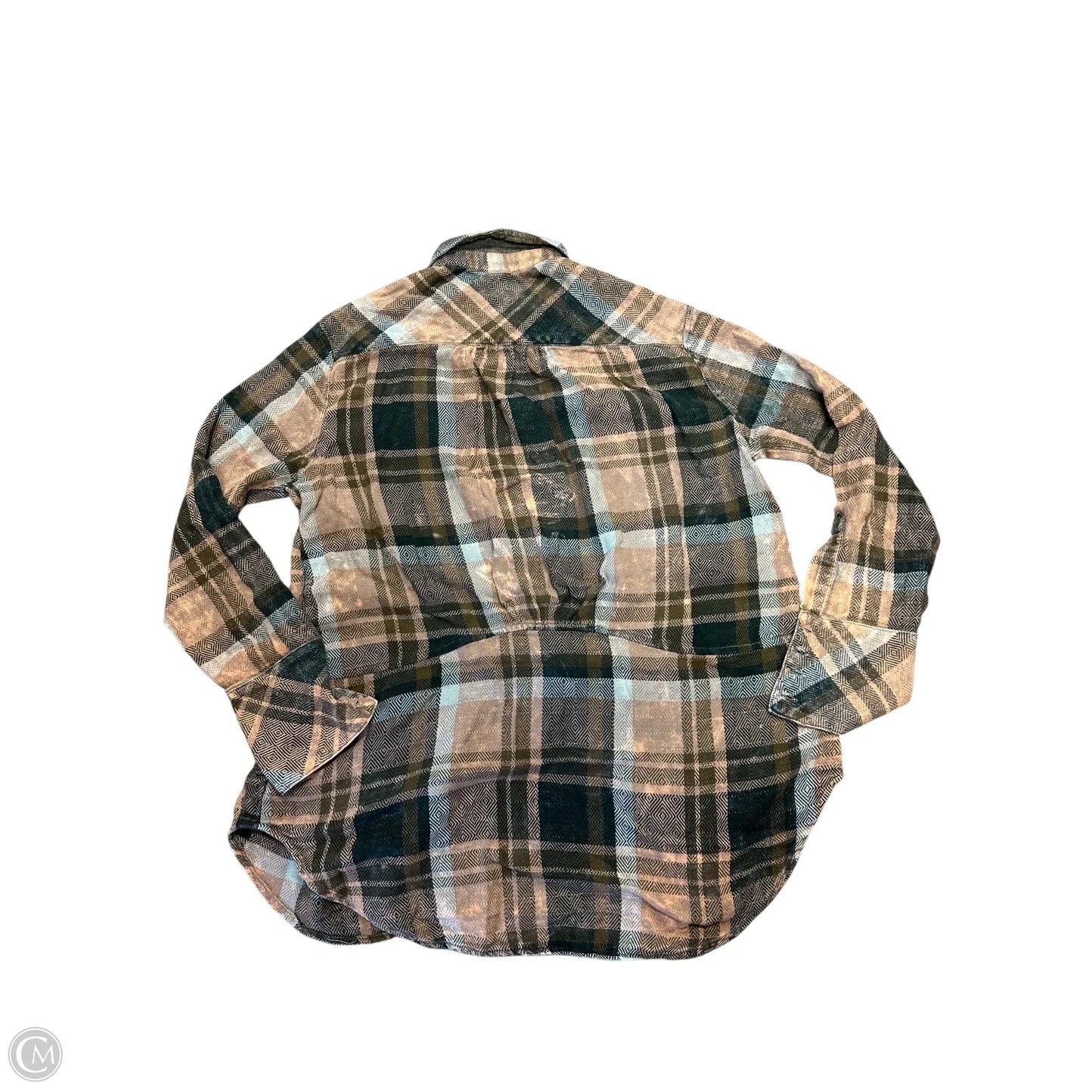 Blouse Long Sleeve By Free People In Plaid Pattern, Size: Xs
