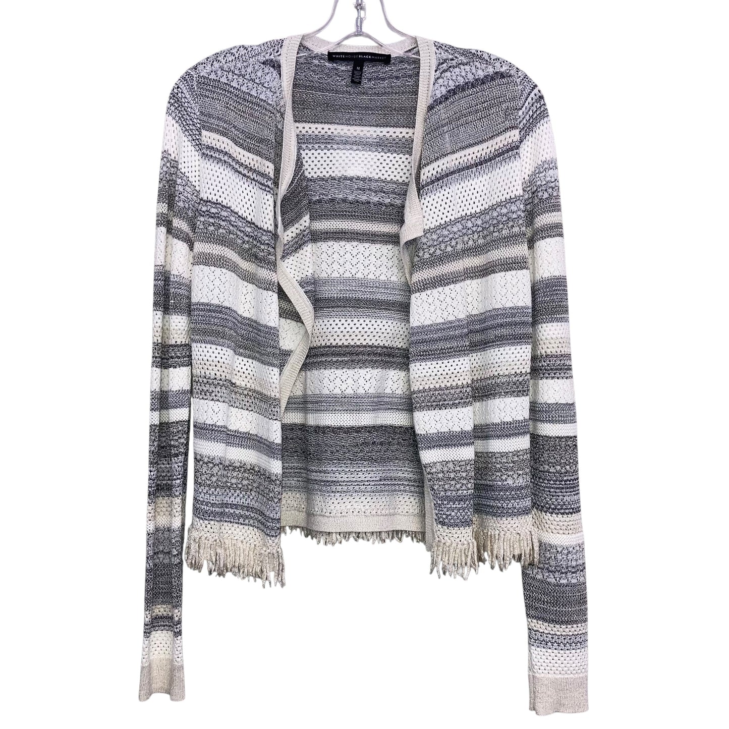 Sweater Cardigan By White House Black Market In Grey & White, Size:M