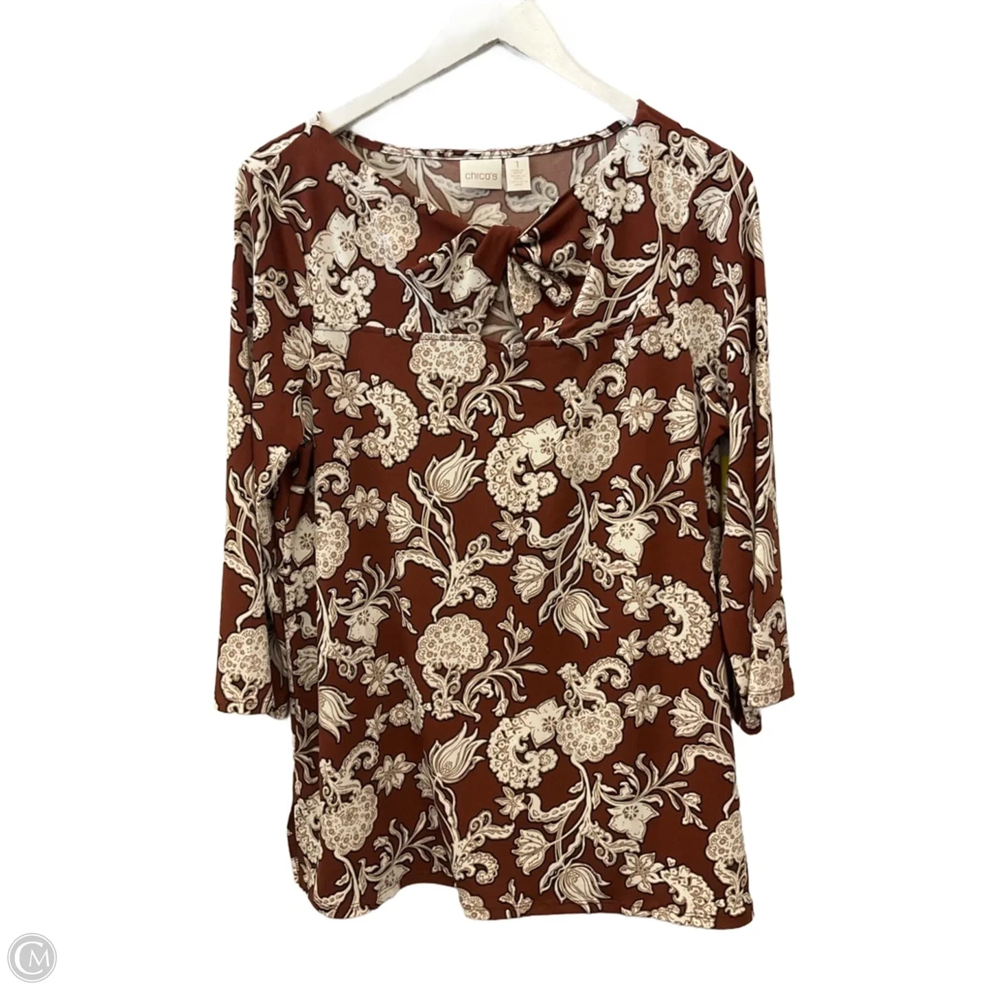 Top 3/4 Sleeve By Chicos In Brown, Size: M