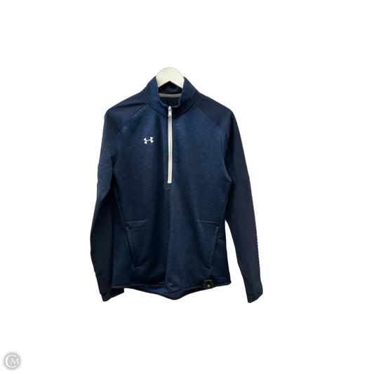 Athletic Top Long Sleeve Collar By Under Armour In Navy, Size: L