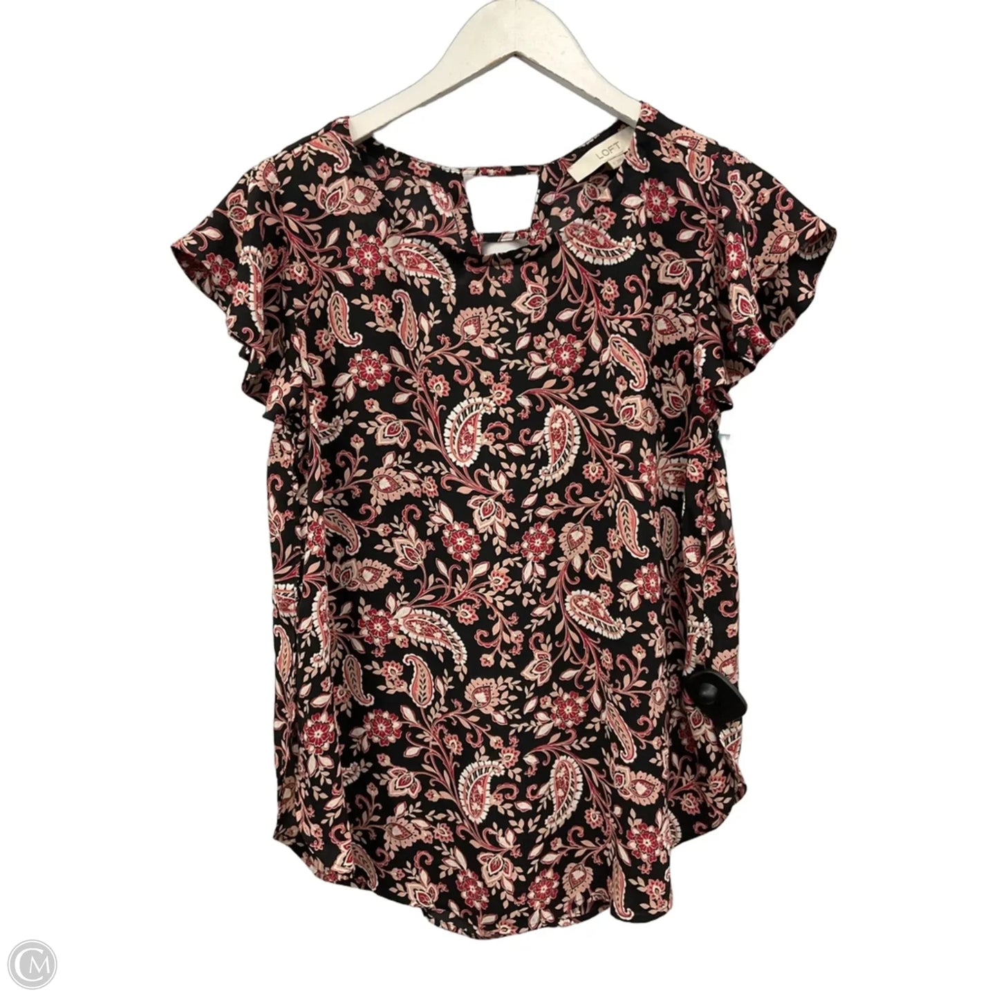 Top Short Sleeve By Loft In Black, Size: S