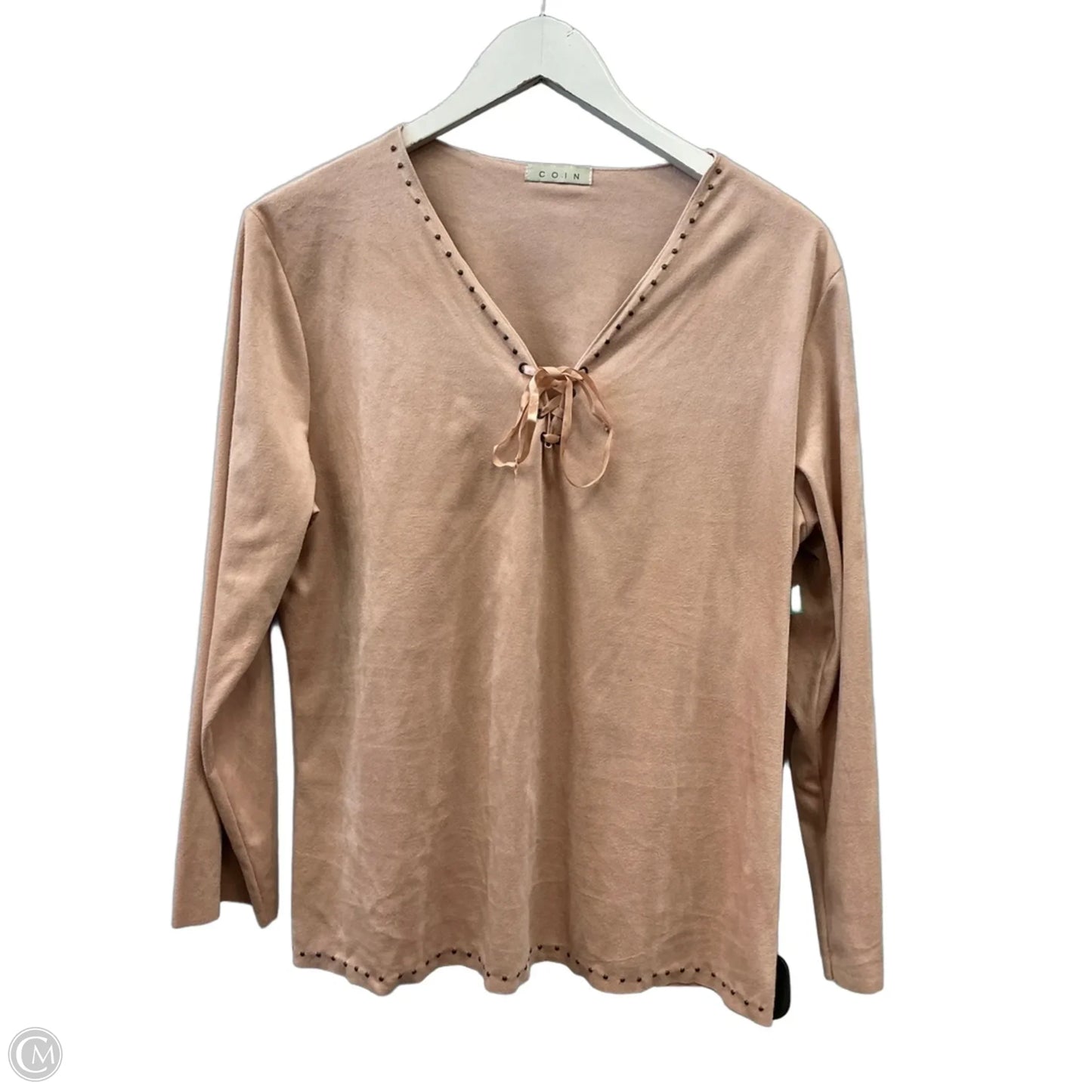 Top Long Sleeve By Coin In Peach, Size: Xl