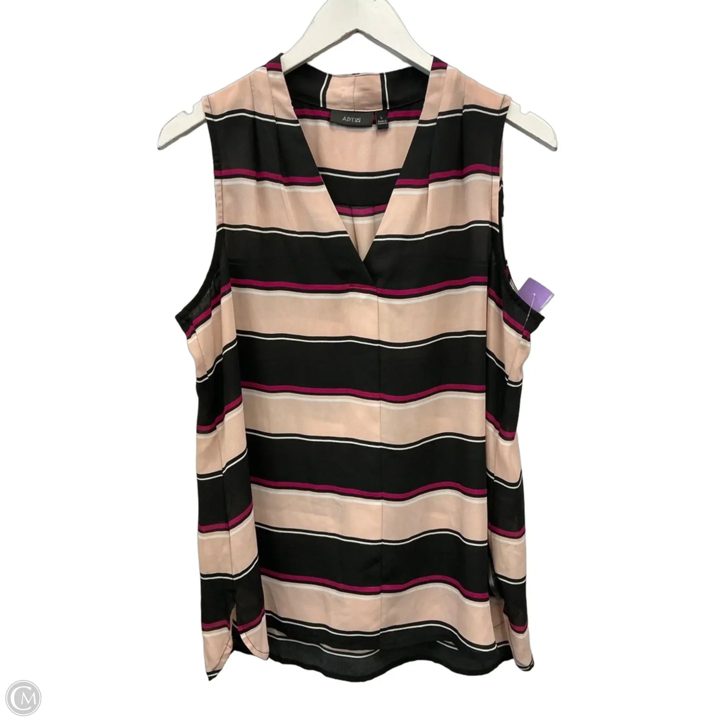 Top Sleeveless By Apt 9 In Black & Pink, Size: L