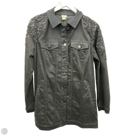 Jacket Denim By Chicos In Black Denim, Size: M
