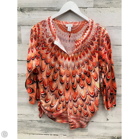 Top Long Sleeve By Chicos In Orange, Size: Xl