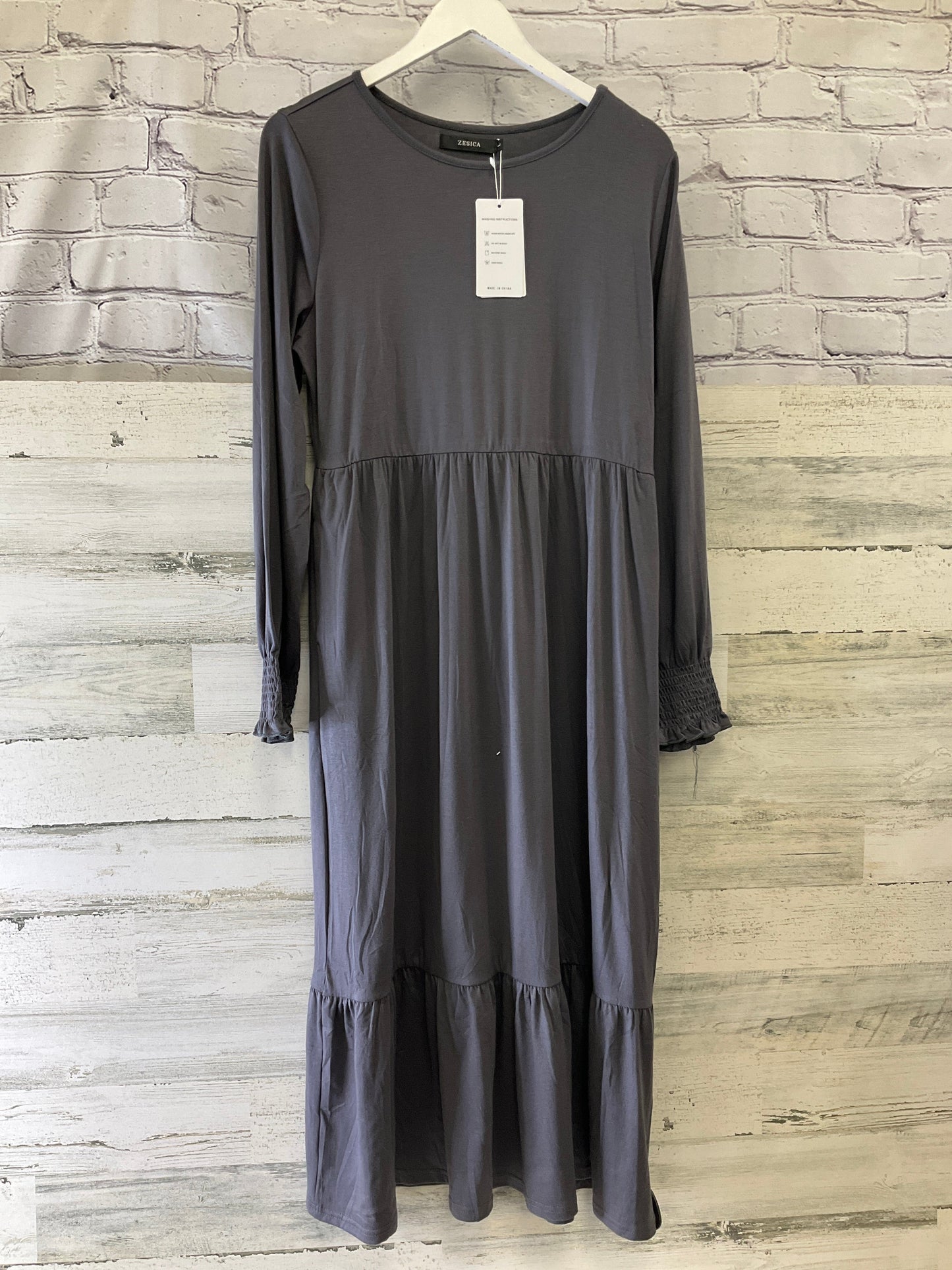 Dress Casual Midi By Clothes Mentor In Grey, Size: L