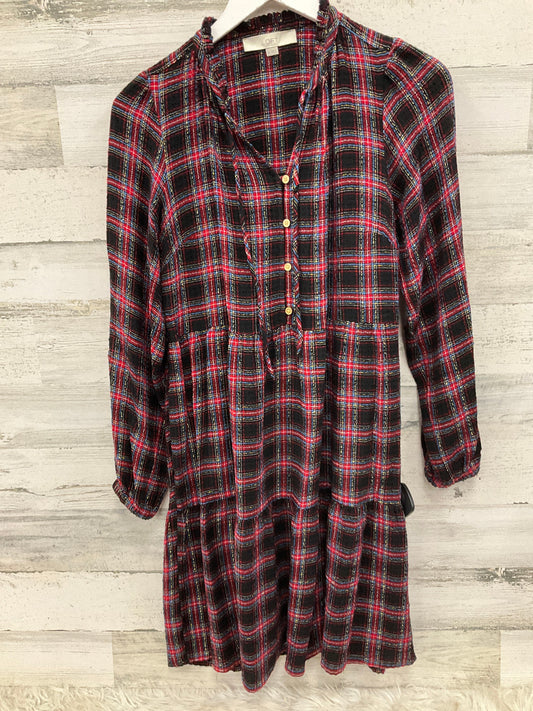 Dress Casual Midi By Loft In Plaid Pattern, Size: Xs