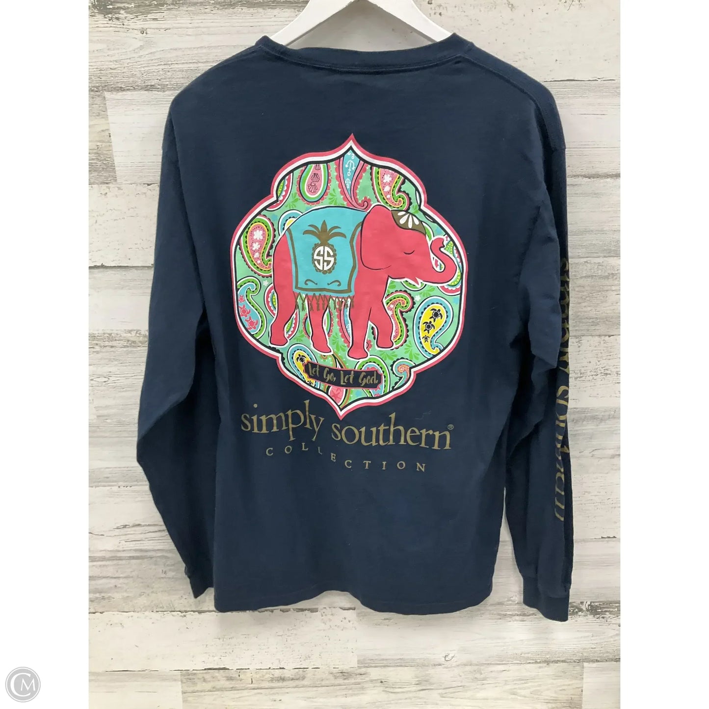 Top Long Sleeve By Simply Southern In Navy, Size: L