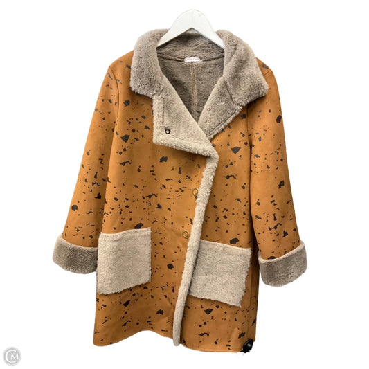 Coat Faux Fur & Sherpa By Lemon Grass In Brown, Size: M