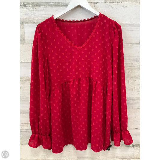 Top Long Sleeve By Shein In Red, Size: Xl
