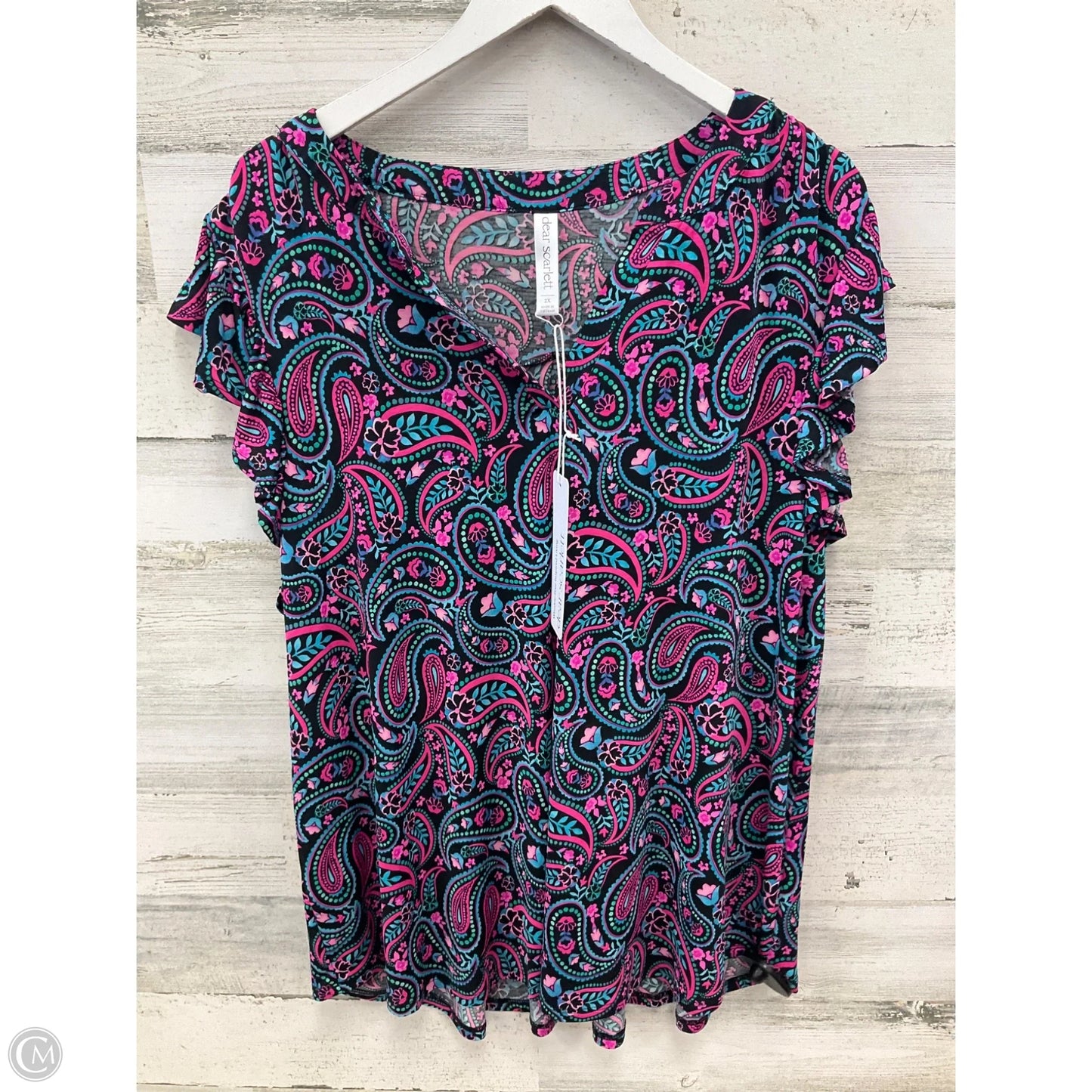 Top Short Sleeve By Clothes Mentor In Black & Pink, Size: 2x