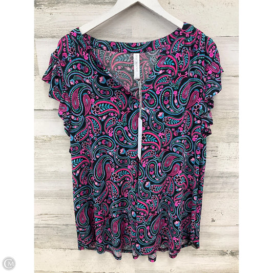 Top Short Sleeve By Clothes Mentor In Black & Pink, Size: 2x