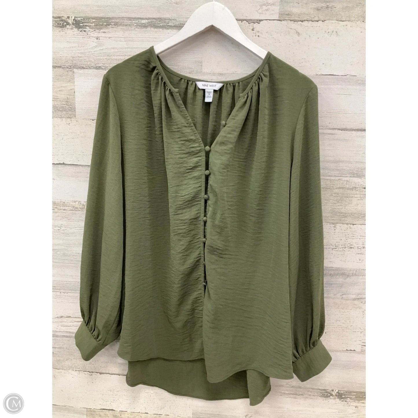 Top Long Sleeve By Nine West Apparel In Green, Size: 1x