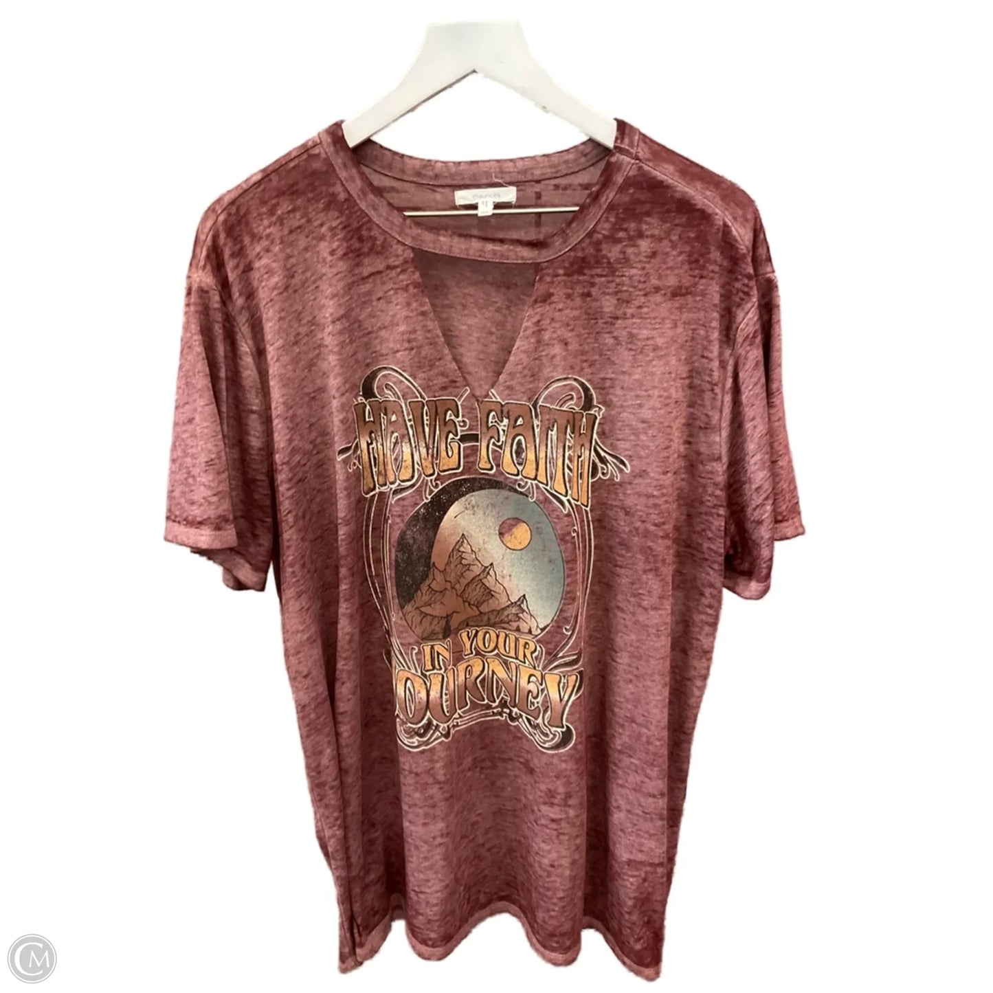 Top Short Sleeve By Maurices In Maroon, Size: Xl