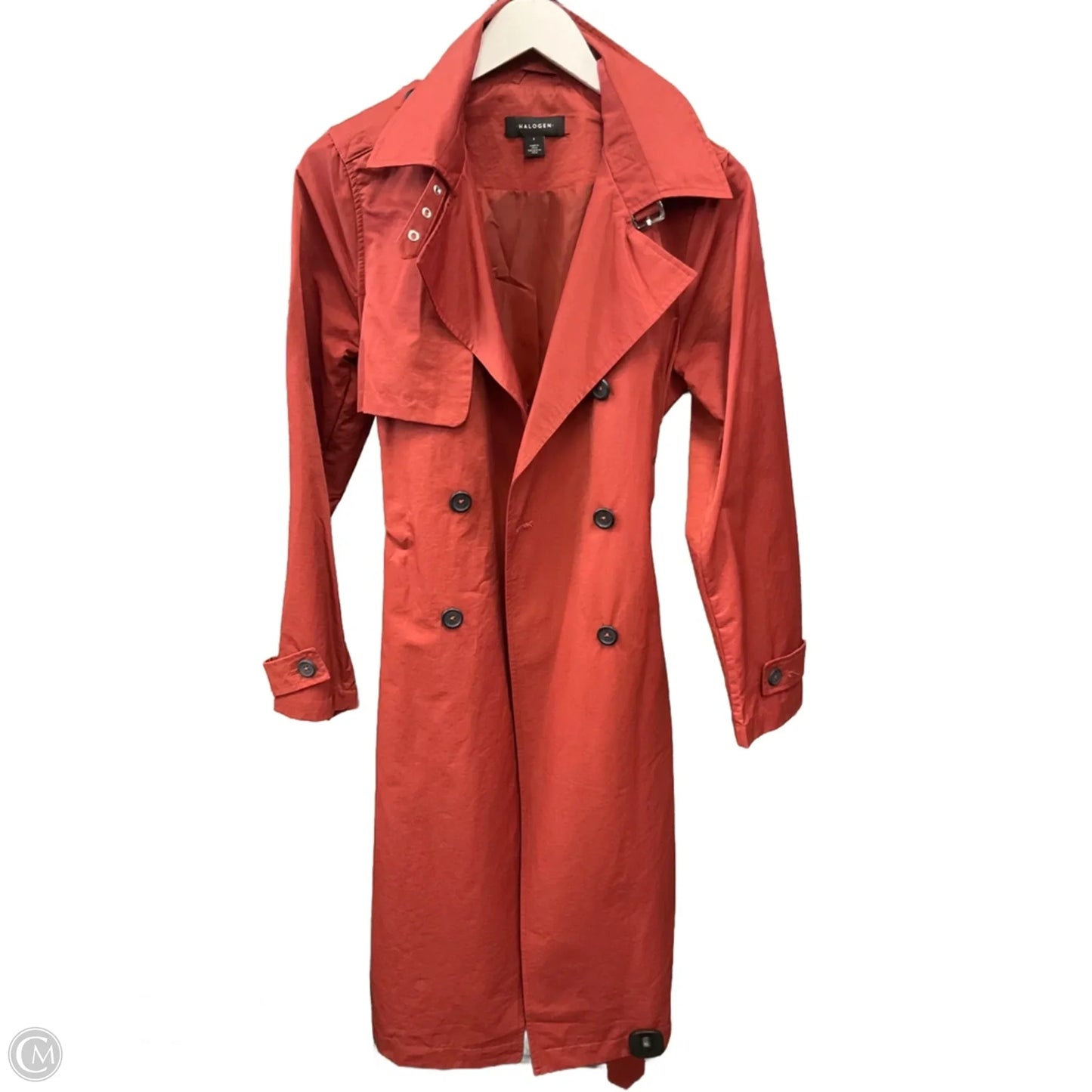 Coat Trench Coat By Halogen In Orange, Size: S