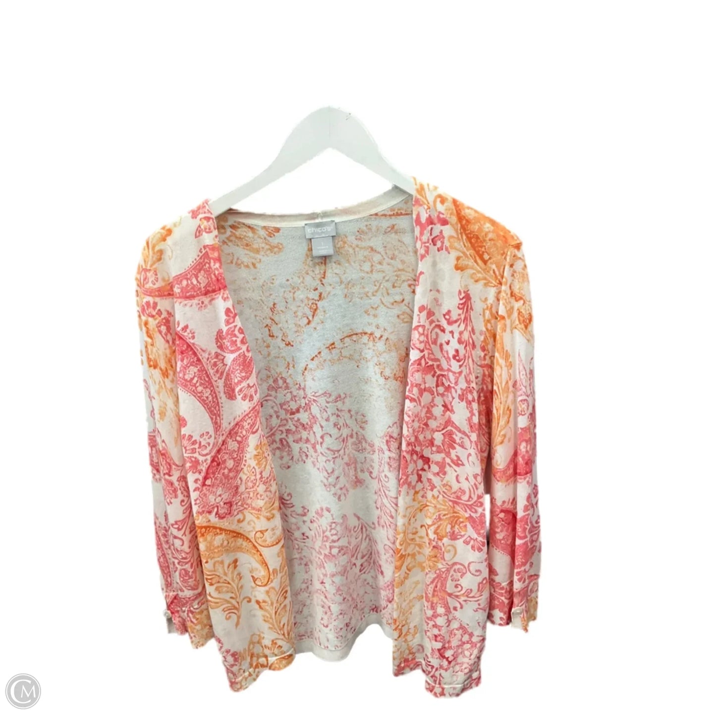 Cardigan By Chicos In Orange & Pink, Size: M