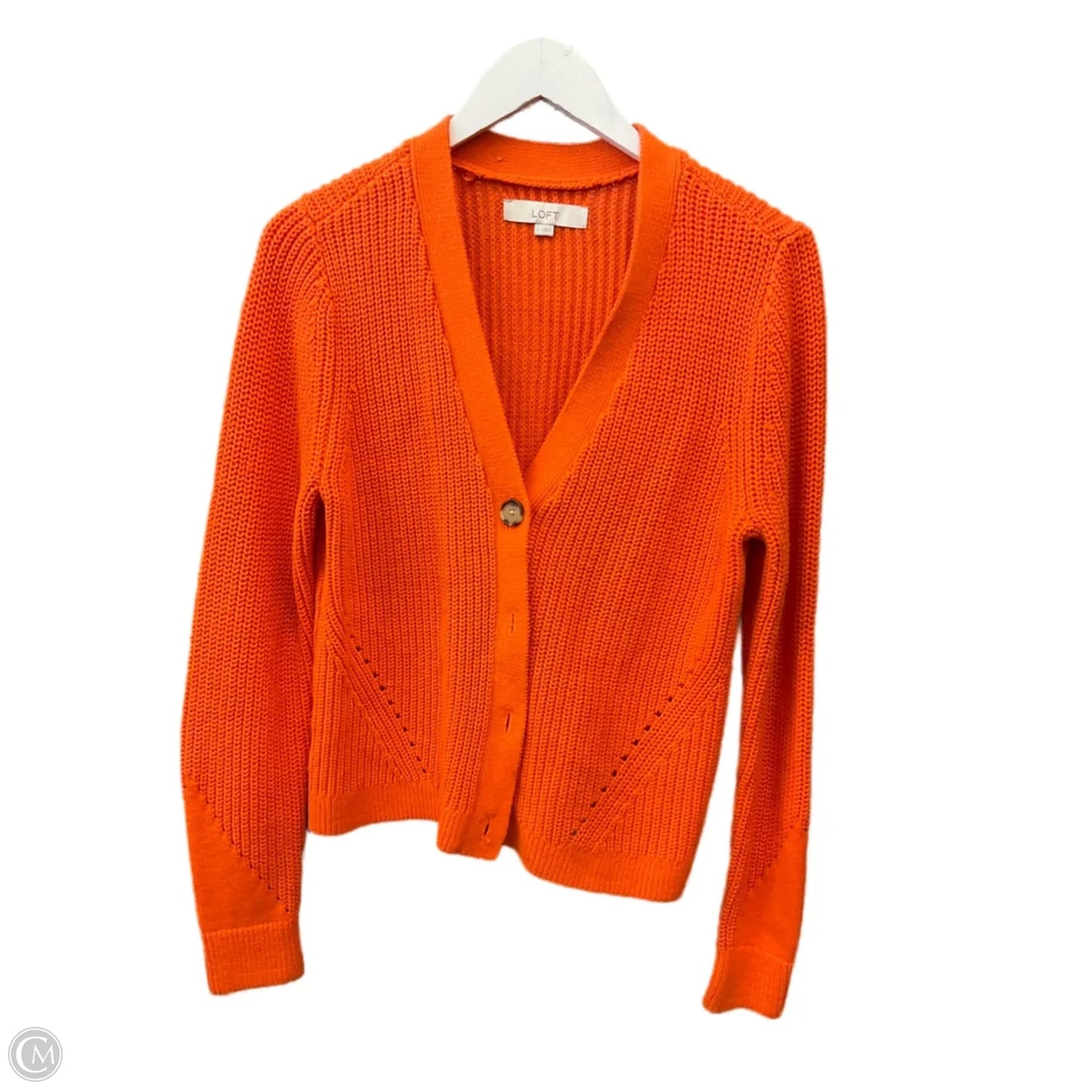 Sweater Cardigan By Loft In Orange, Size: L