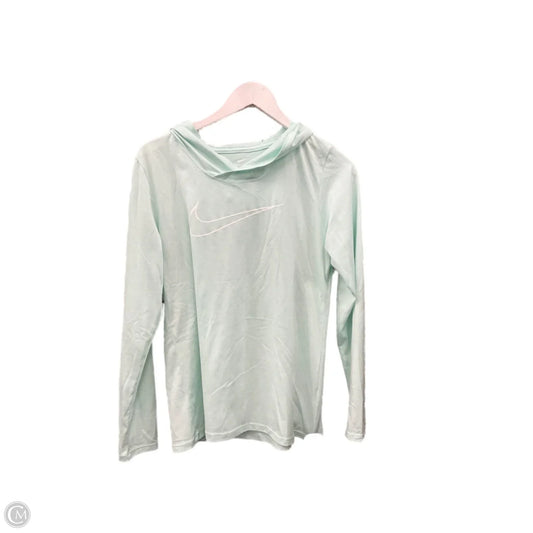Athletic Top Long Sleeve Hoodie By Nike Apparel In Aqua, Size: M