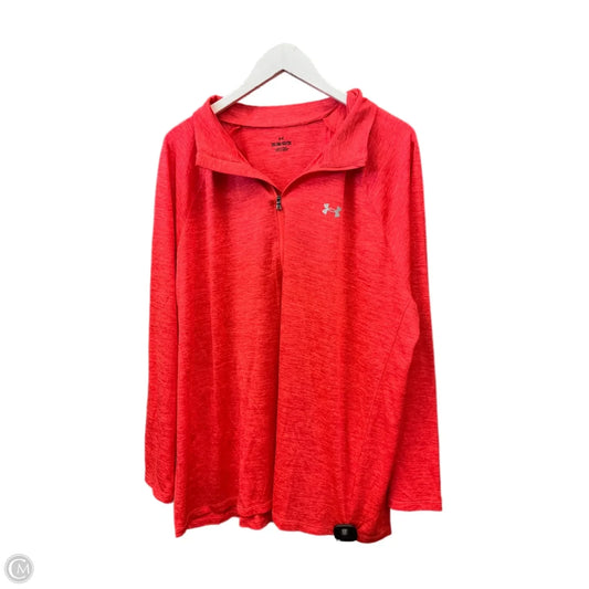 Athletic Top Long Sleeve Collar By Under Armour In Orange, Size: 2x