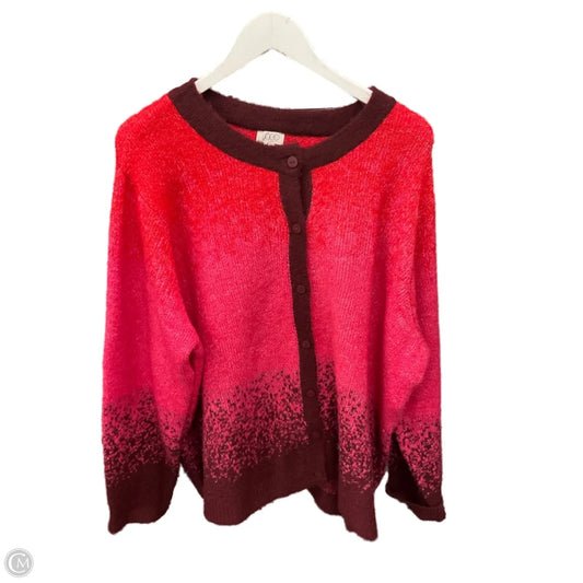 Sweater Cardigan By Logo In Pink, Size: 3x