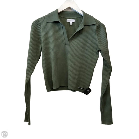 Top Long Sleeve By Calvin Klein In Green, Size: M