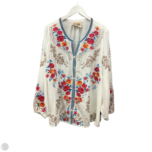 Top Long Sleeve By Savanna Jane In White, Size: 2x