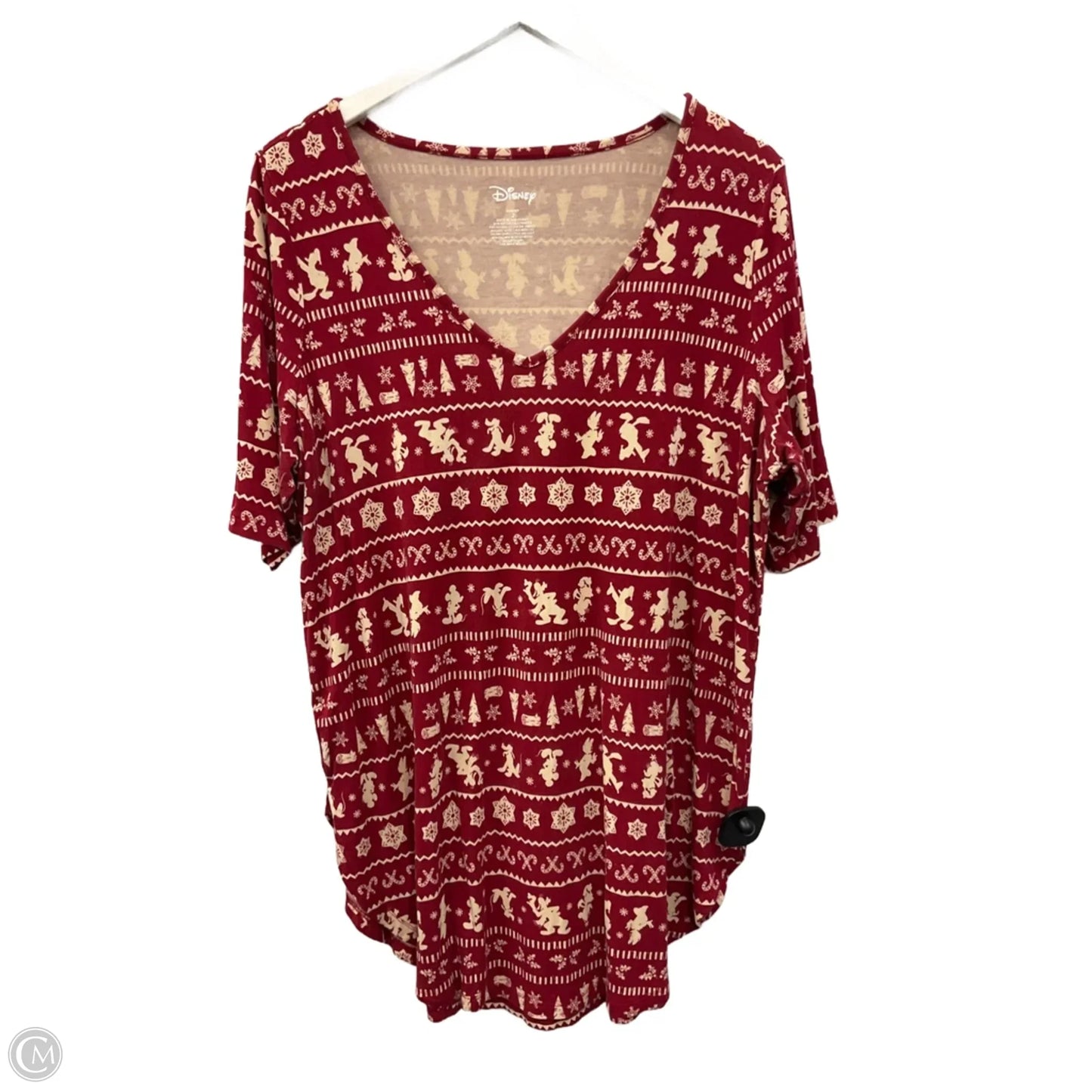 Top Short Sleeve By Disney In Red, Size: 2x