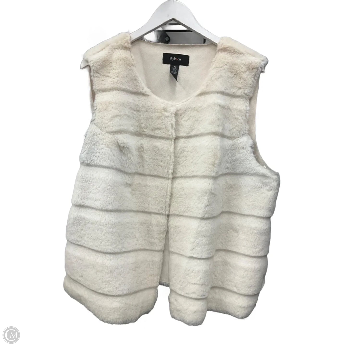 Vest Faux Fur & Sherpa By Style And Company In Cream, Size: Xl