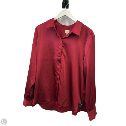 Top Long Sleeve By A New Day In Maroon, Size: Xl
