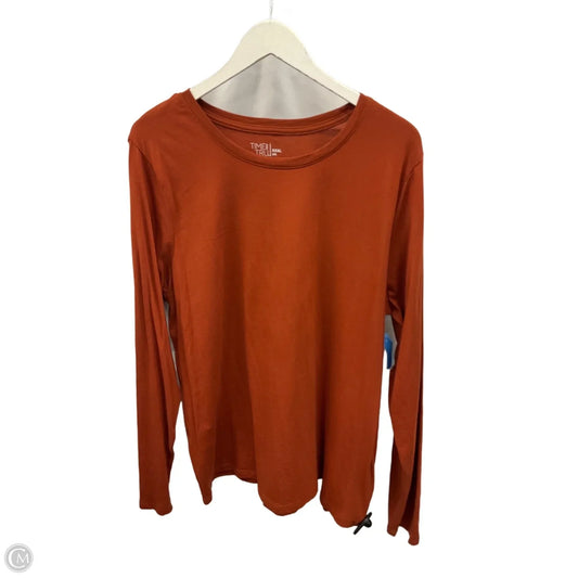 Top Long Sleeve Basic By Time And Tru In Orange, Size: Xxl