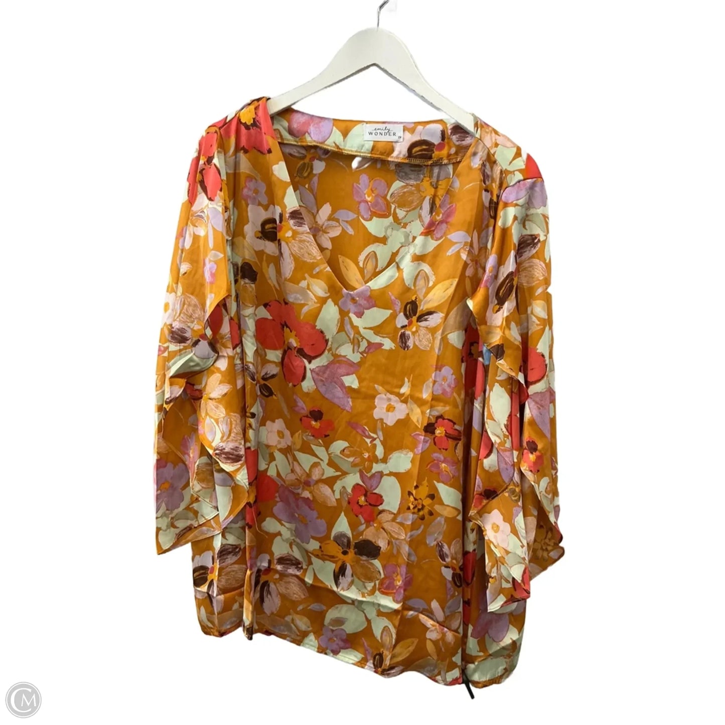 Top Short Sleeve By Emily Wonder In Gold, Size: 2x