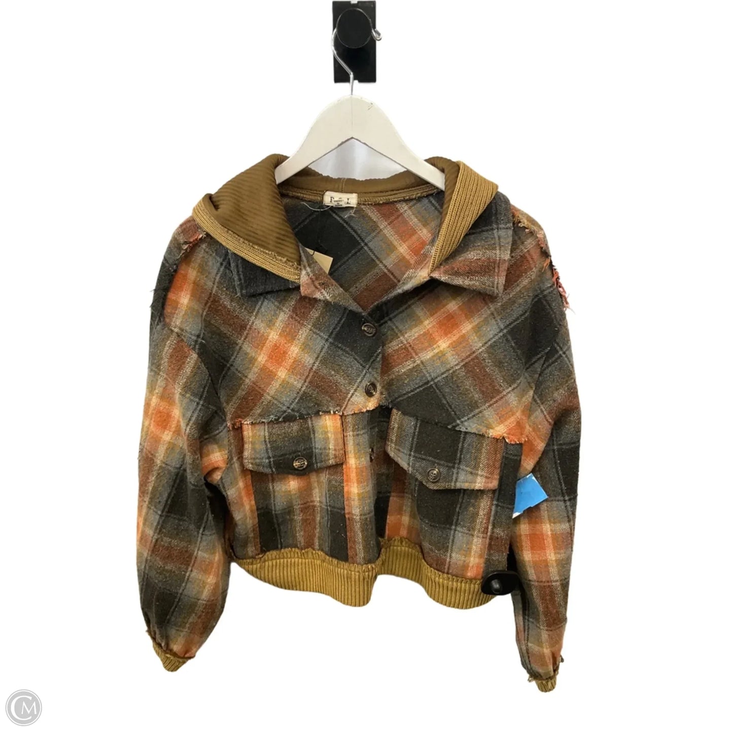 Jacket Shirt By Pol In Orange, Size: S