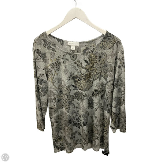 Top 3/4 Sleeve By Christopher And Banks In Grey, Size: Xl