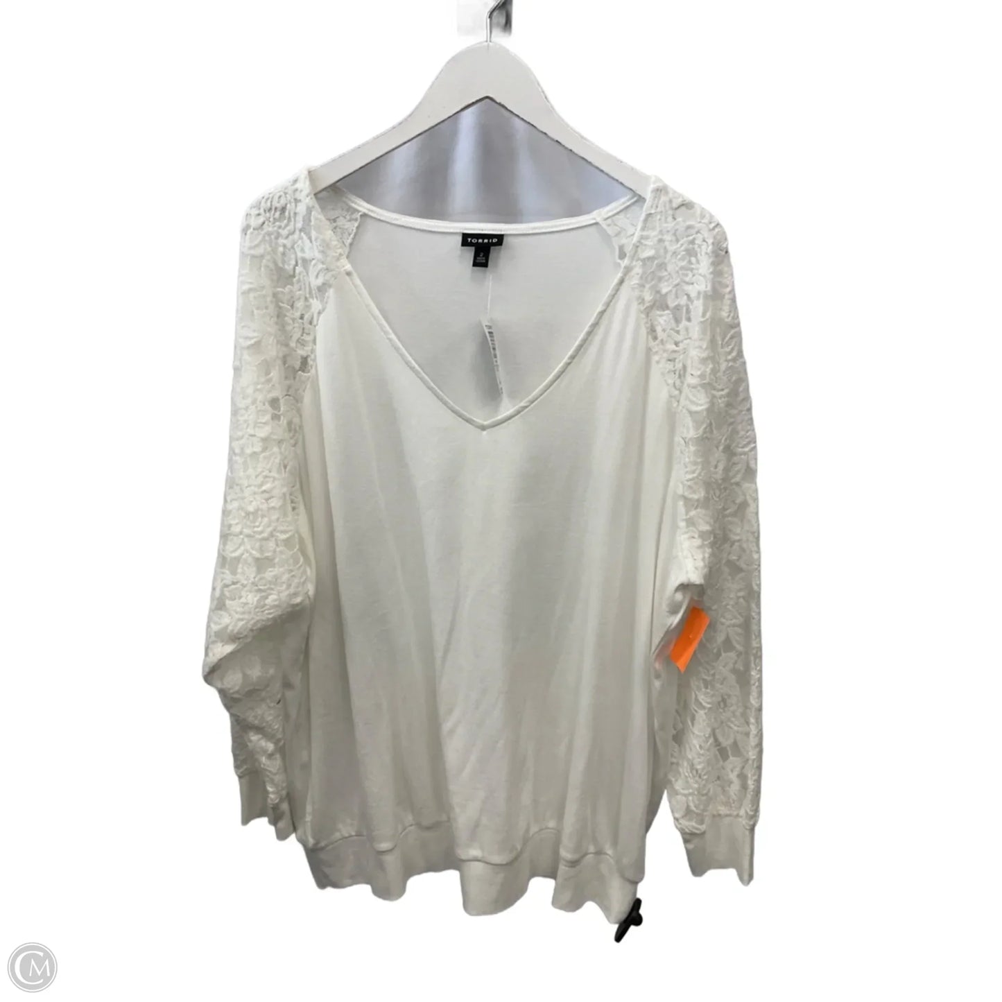 Top Long Sleeve By Torrid In White, Size: 2x