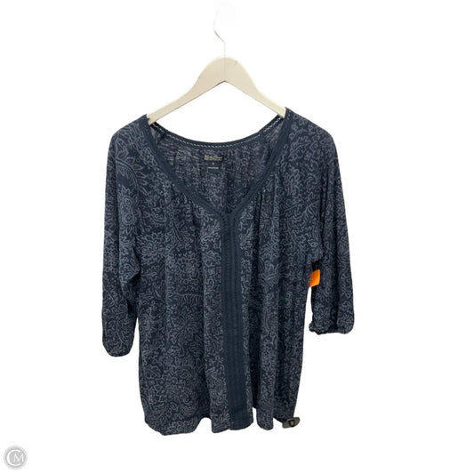 Top 3/4 Sleeve By Lucky Brand In Navy, Size: 1x