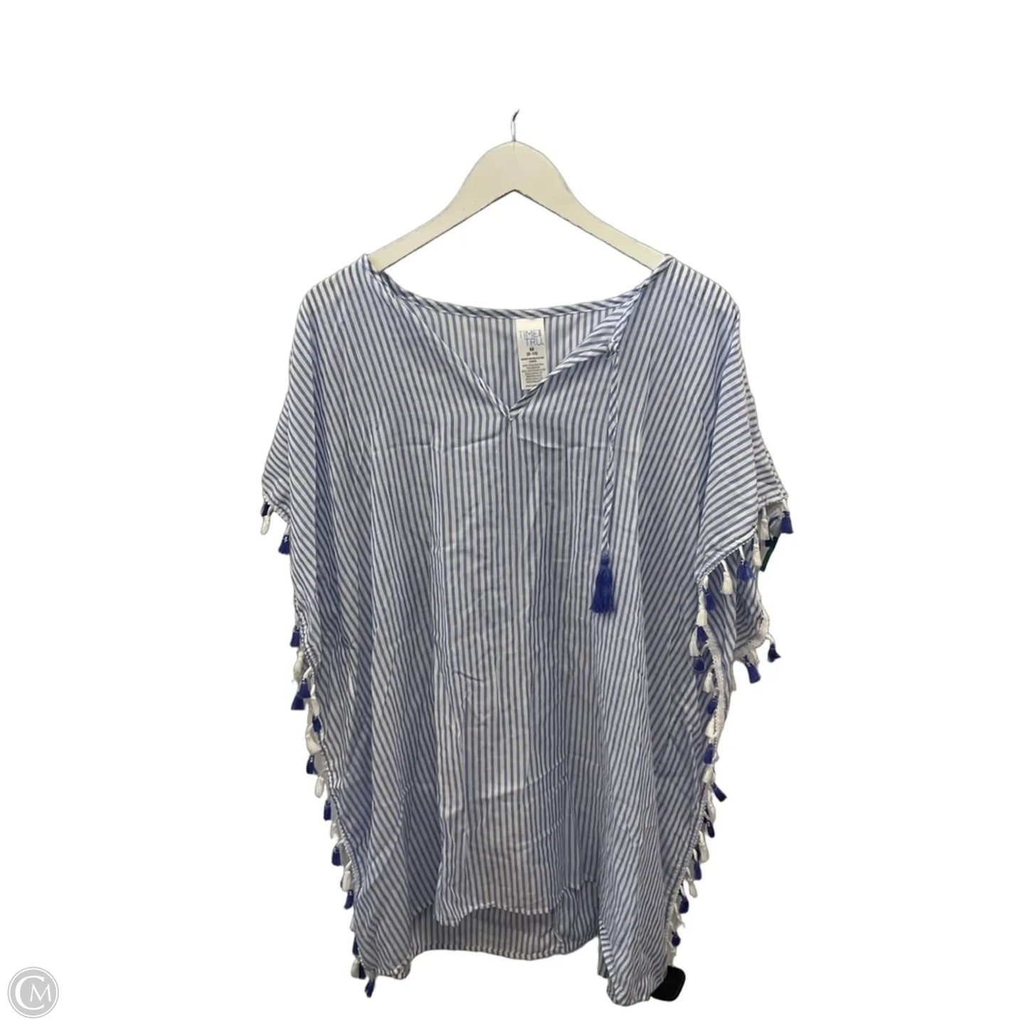 Swimwear Cover-up By Time And Tru In Blue & White, Size: M
