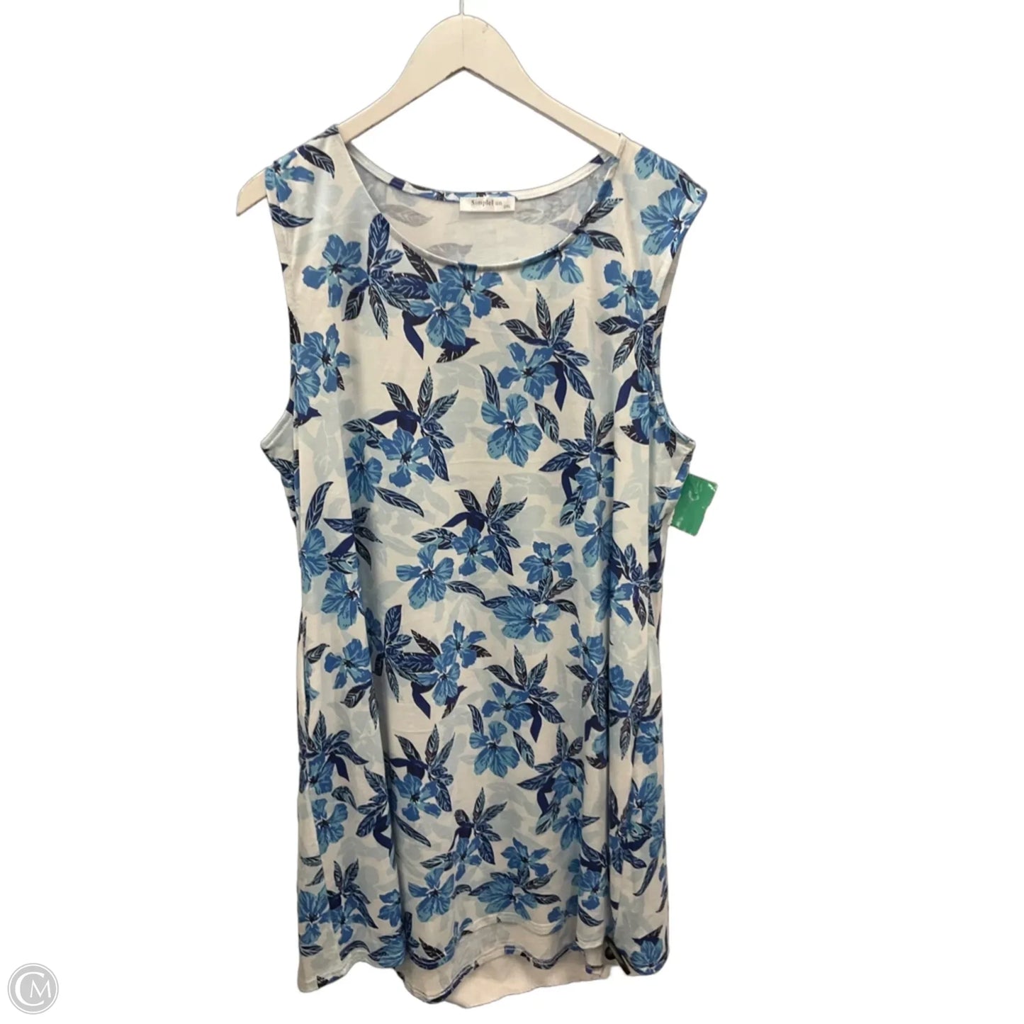 Dress Casual Short By Clothes Mentor In Blue & White, Size: 2x