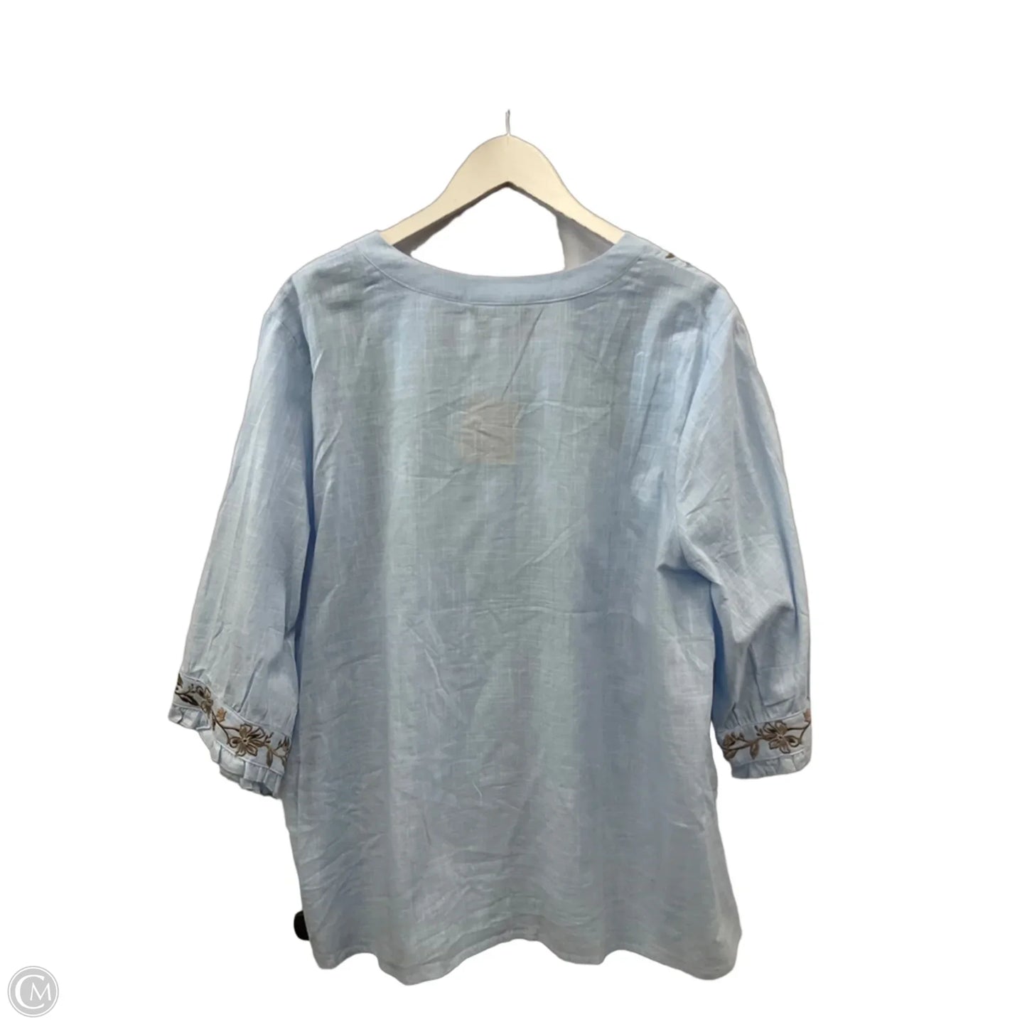 Top 3/4 Sleeve By Bloomchic In Blue, Size: 1x