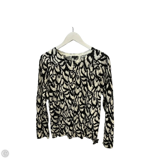 Sweater Cardigan By Talbots In Black & White, Size: L