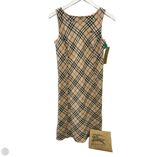 Dress Luxury Designer By Burberry In Black & Tan, Size: 4