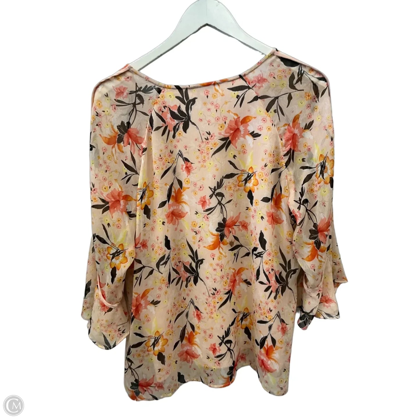 Top 3/4 Sleeve By Christopher And Banks In Peach, Size: L