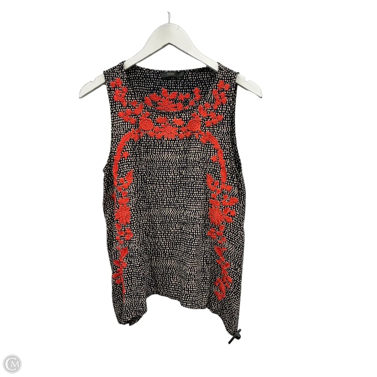 Top Sleeveless By Thml In Black & Orange, Size: L