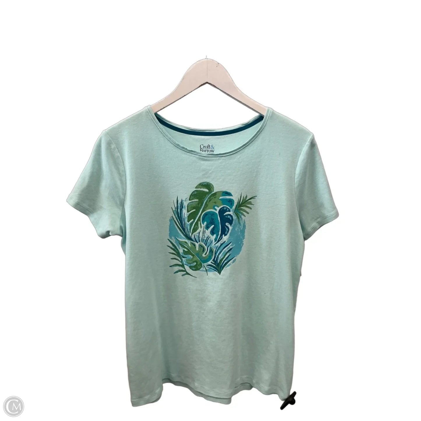 Top Short Sleeve By Croft And Barrow In Aqua, Size: M
