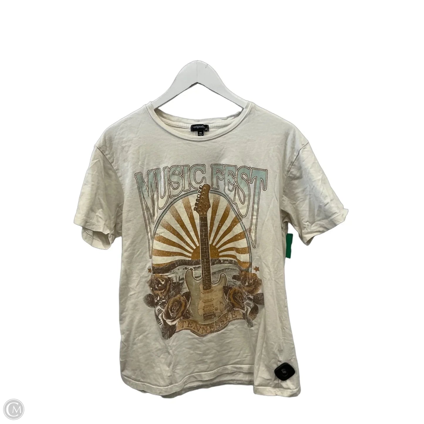 Top Short Sleeve By Originality In Cream, Size: M