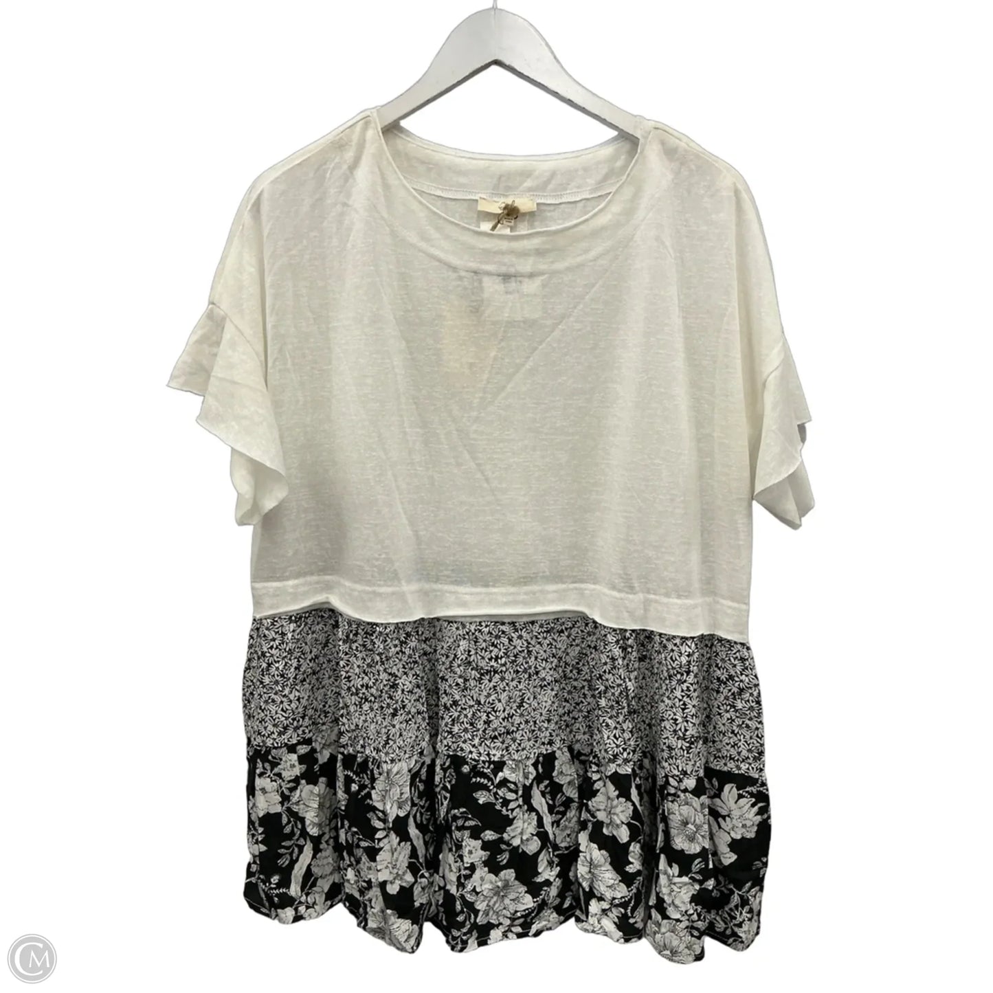 Top Short Sleeve By Easel In Black & White, Size: S