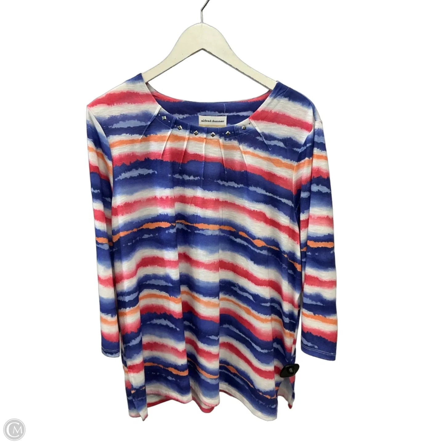 Top 3/4 Sleeve By Alfred Dunner In Blue & White, Size: 1x