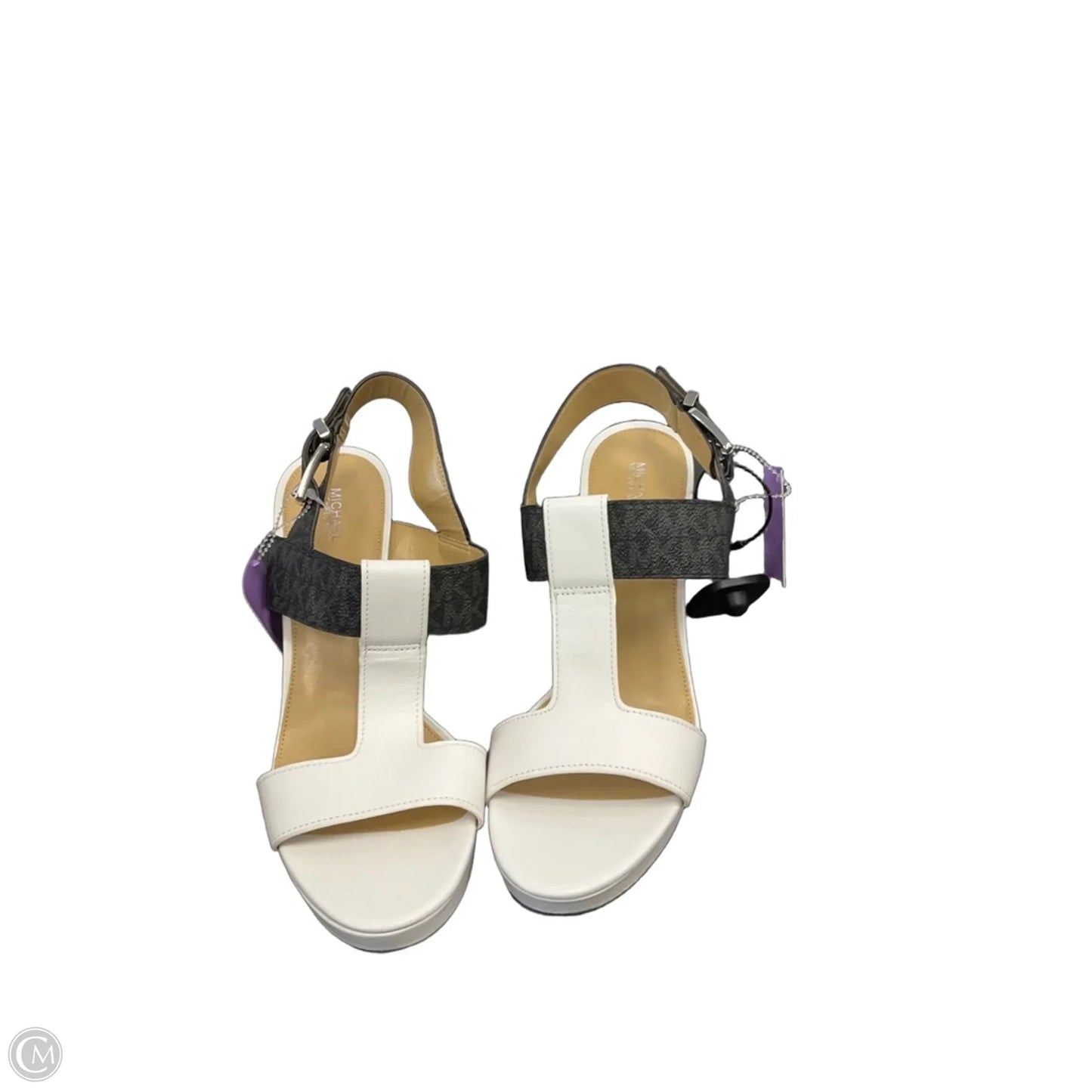 Sandals Heels Block By Michael By Michael Kors In Black & White, Size: 11