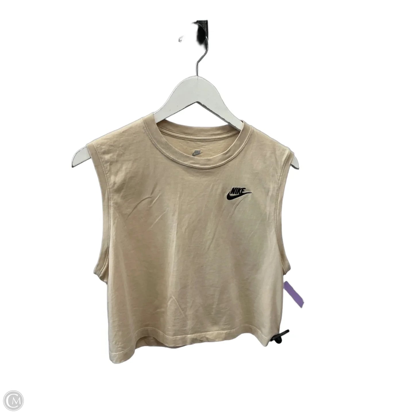 Athletic Top Short Sleeve By Nike Apparel In Tan, Size: S