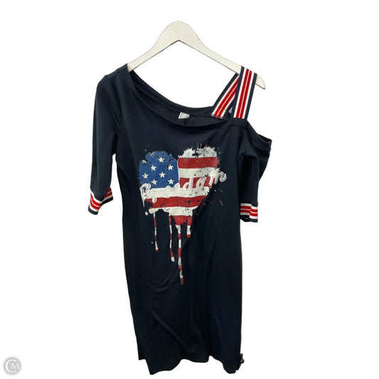 Dress Casual Midi By Venus In Blue Red & White, Size: M