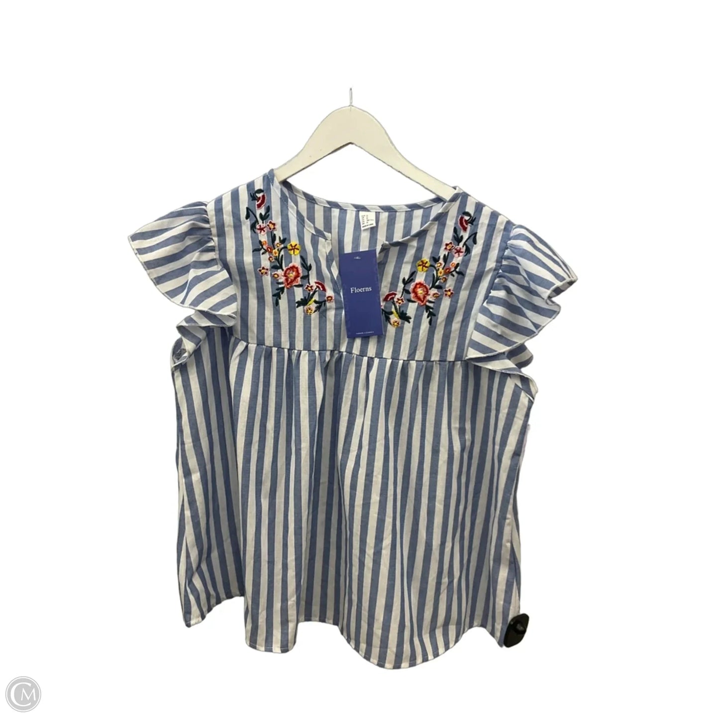 Top Short Sleeve By Clothes Mentor In Blue & White, Size: Xl